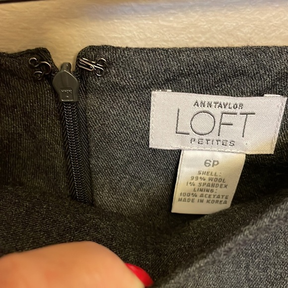 LOFT VTG petite classic A-line wool grey classic minimalist SKIRT back pleat 6P - Picture 6 of 13